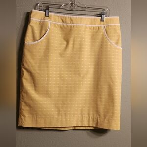 The Limited Yellow Polka Dot Pencil Skirt with Contrast Trim - Size 14